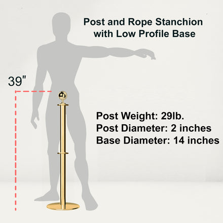 Ball Top Dual Rope Stanchion with Low Profile Base - Montour Line CXLineD