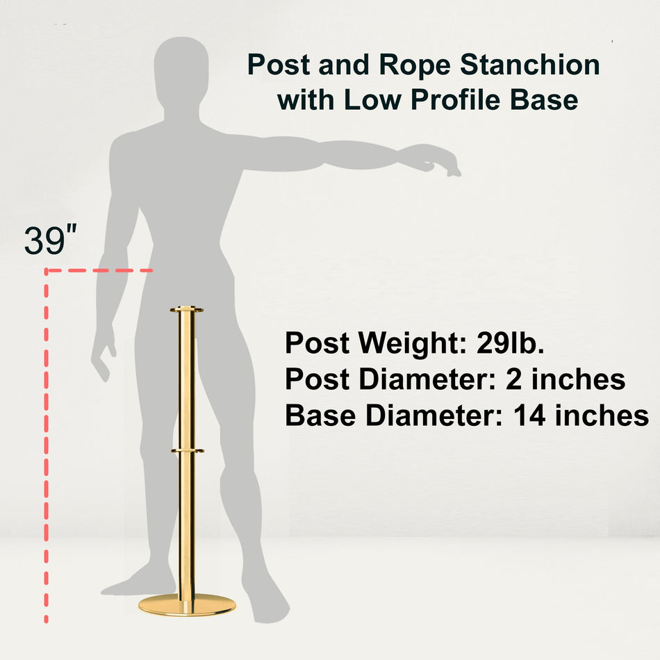 Flat Top Dual Rope Stanchion with Low Profile Base - Montour Line CXLineD