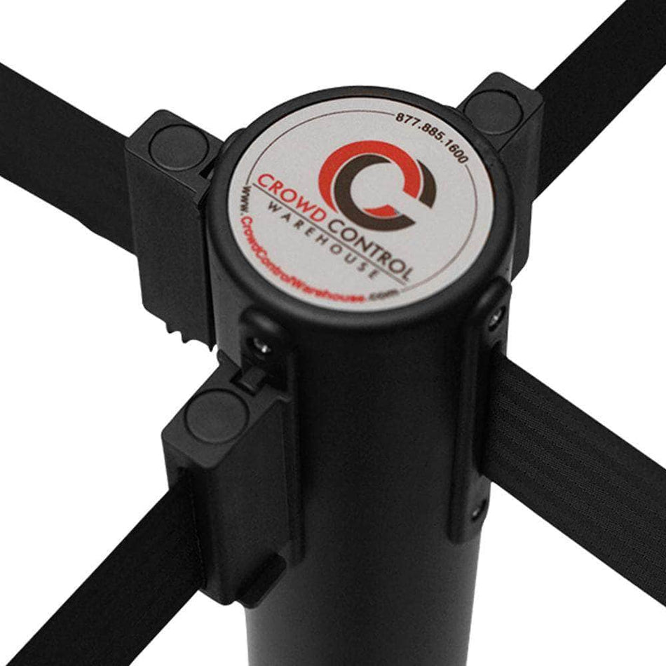 CCW Series RBB-100D Dual Retractable Belt Barrier Black Post - 11 Ft. Belt