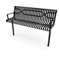 Contoured Park Bench with Arm - Slatted Steel