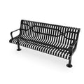 Contoured Park Bench with Arm - Slatted Steel