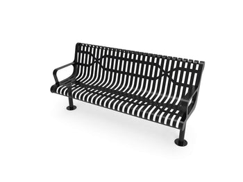 Contoured Park Bench with Arm - Slatted Steel