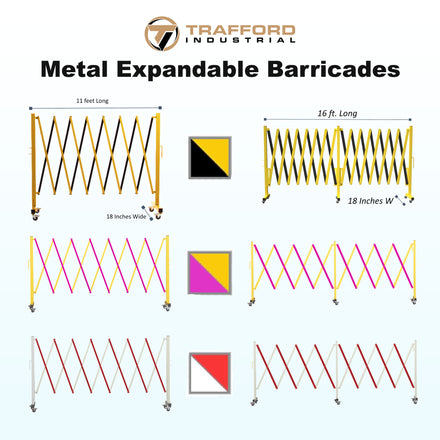 Metal Expandable Barricade, 16 Ft. and 11 Ft - Trafford Industrial