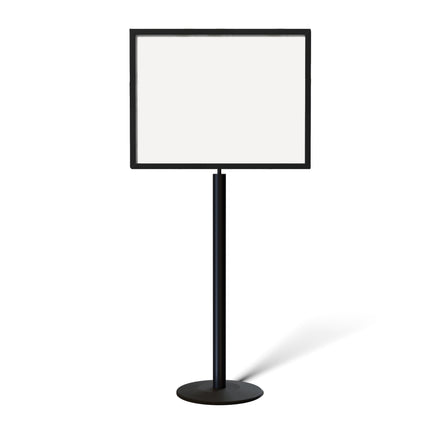Floor Standing Sign Frame, Black Post, Steel Low Profile Base