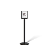 Floor Standing Sign Frame, Black Post, Steel Low Profile Base