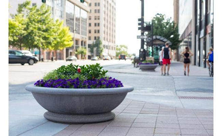 Low Profile Large Concrete Bowl Style Planter - 60 in. x 18 in. - Crowd ...