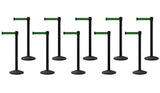 Set of (10) CCW Series Retractable Belt Barriers - 11 Ft. Belts