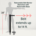 Retractable Belt Barrier Stanchion, Removable Base, 14 ft Belt - Montour Line MX650R
