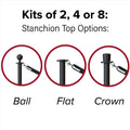 Flat Top Post and Rope Stanchion Kit - Montour Line