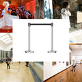 Retractable Belt Barrier Stanchion, Sloped Base, Polished Stainless Steel Post, 7.5 ft Belt - Montour Line M530