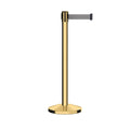 Retractable Belt Barrier Stanchion, Polished Brass Post, 7.5 Ft. Belt - CCW Series RBB-100