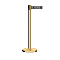 Retractable Belt Barrier Stanchion, Polished Brass Post, 11 Ft. Belt - CCW Series RBB-100