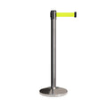 CCW Series RBB-100 Retractable Belt Barrier Polished Stainless Post - 12 Ft. Belt