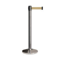 CCW Series RBB-100 Retractable Belt Barrier Polished Stainless Post - 12 Ft. Belt