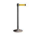 Retractable Belt Barrier Stanchion, Polished Stainless Post, 7.5 Ft. Belt - CCW Series RBB-100