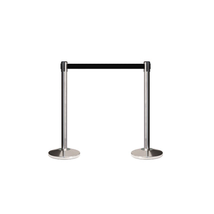 Retractable Belt Barrier Stanchion, Polished Stainless Post, 7.5 Ft. Belt - CCW Series RBB-100