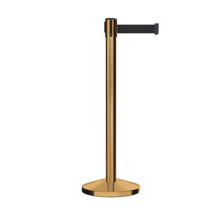 Retractable Belt Barrier Stanchion, Satin Brass Post, 9 Ft. Belt - CCW Series RBB-100