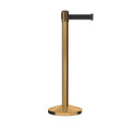 Retractable Belt Barrier Stanchion, Satin Brass Post, 12 Ft. Belt - CCW Series RBB-100