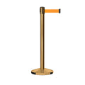 Retractable Belt Barrier Stanchion, Satin Brass Post, 9 Ft. Belt - CCW Series RBB-100