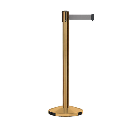 Retractable Belt Barrier Stanchion, Satin Brass Post, 9 Ft. Belt - CCW Series RBB-100