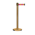 Retractable Belt Barrier Stanchion, Satin Brass Post, 12 Ft. Belt - CCW Series RBB-100