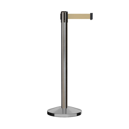 Retractable Belt Barrier Stanchion, Satin Stainless Steel Post, 9 Ft. Belt - CCW Series RBB-100