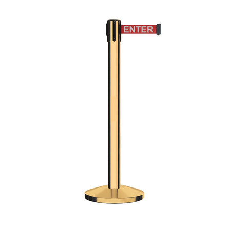 Retractable Belt Barrier Stanchion, Sloped Base, 14 ft Belt - Montour Line M650