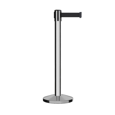 Retractable Belt Barrier Stanchion, Sloped Base, 14 ft Belt - Montour Line M650