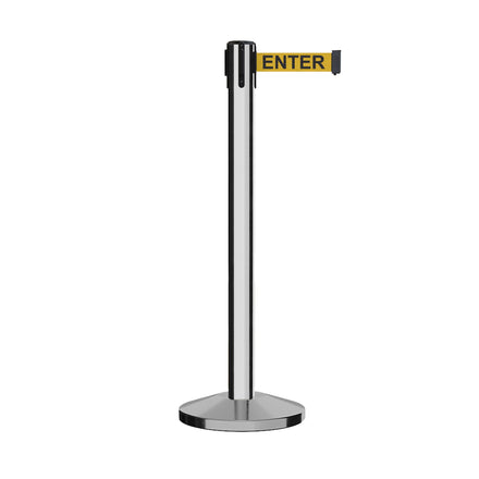 Retractable Belt Barrier Stanchion, Sloped Base, 14 ft Belt - Montour Line M650