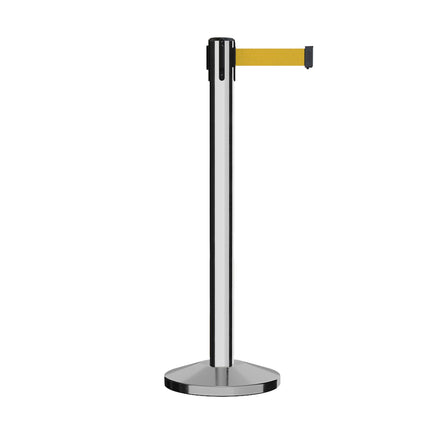Retractable Belt Barrier Stanchion, Sloped Base, 14 ft Belt - Montour Line M650