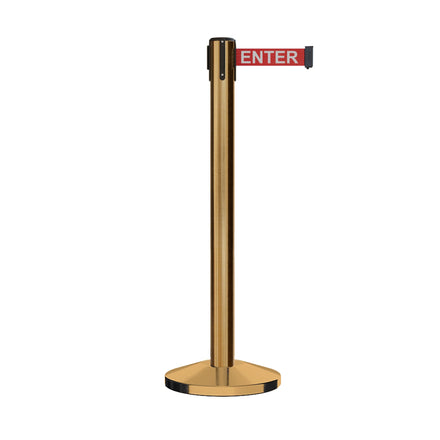 Retractable Belt Barrier Stanchion, Sloped Base, 14 ft Belt - Montour Line M650