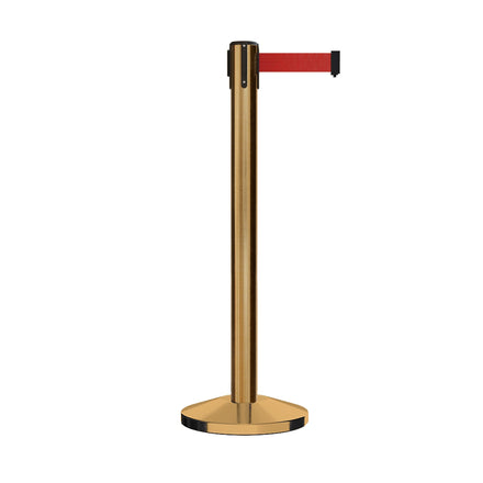 Retractable Belt Barrier Stanchion, Sloped Base, 14 ft Belt - Montour Line M650