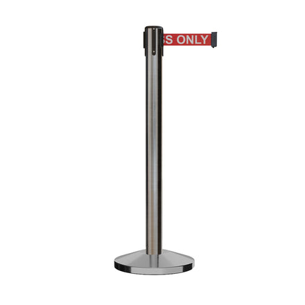 Retractable Belt Barrier Stanchion, Sloped Base, 14 ft Belt - Montour Line M650