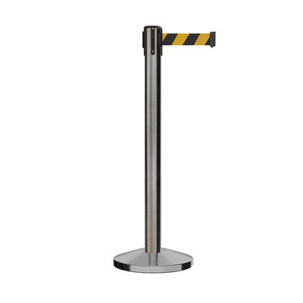 Retractable Belt Barrier Stanchion, Sloped Base, 14 ft Belt - Montour Line M650