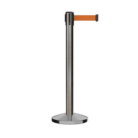 Retractable Belt Barrier Stanchion, Sloped Base, 14 ft Belt - Montour Line M650