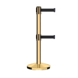 Retractable Dual Belt Barrier Stanchion, Sloped Base, 14 ft Belt - Montour Line M650D