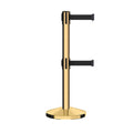 Retractable Dual Belt Barrier Stanchion, Sloped Base, 14 ft Belt - Montour Line M650D