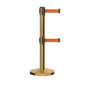 Retractable Dual Belt Barrier Stanchion, Sloped Base, 14 ft Belt - Montour Line M650D