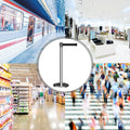 Retractable Belt Barrier Stanchion, Rolling Base, Polished Stainless Steel Post, 11 ft Belt - Montour Line ME630