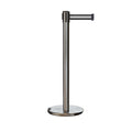 Retractable Belt Barrier Stanchion, Rolling Base, Satin Stainless Steel Post, 9 ft Belt - Montour Line ME630