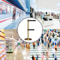 Retractable Dual Belt Barrier Stanchion, Rolling Base, Polished Brass Post, 7.5 ft Belt - Montour Line ME630D