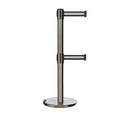 Retractable Dual Belt Barrier Stanchion, Rolling Base, Satin Stainless Steel Post, 13 ft Belt - Montour Line ME630D