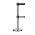 Retractable Dual Belt Barrier Stanchion, Rolling Base, Satin Stainless Steel Post, 7.5 ft Belt - Montour Line ME630D