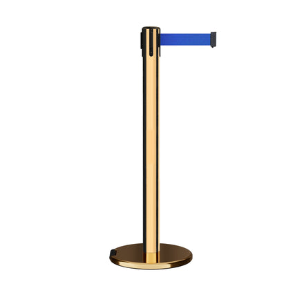 Retractable Belt Barrier Stanchion, Rolling Base, 16 ft Belt - Montour Line ME650