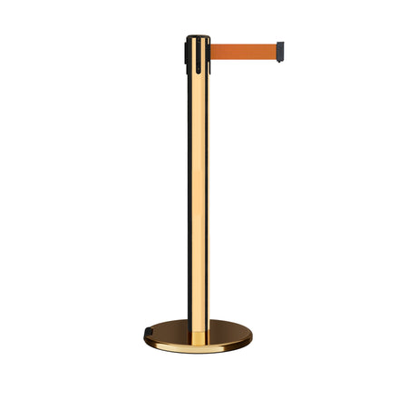 Retractable Belt Barrier Stanchion, Rolling Base, 16 ft Belt - Montour Line ME650