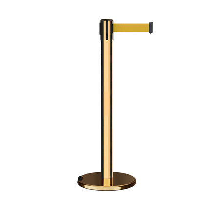 Retractable Belt Barrier Stanchion, Rolling Base, 16 ft Belt - Montour Line ME650