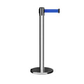 Retractable Belt Barrier Stanchion, Rolling Base, 16 ft Belt - Montour Line ME650
