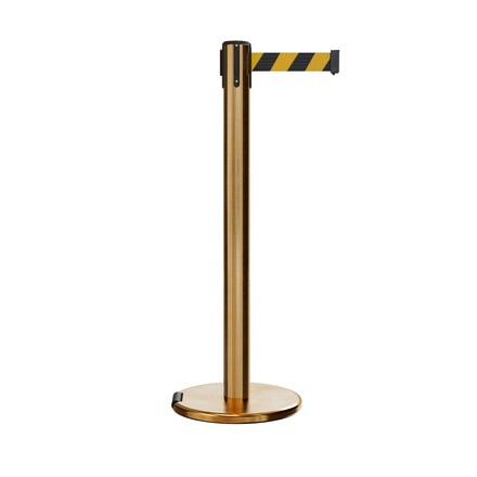 Retractable Belt Barrier Stanchion, Rolling Base, 16 ft Belt - Montour Line ME650