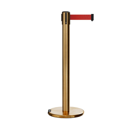 Retractable Belt Barrier Stanchion, Rolling Base, 16 ft Belt - Montour Line ME650