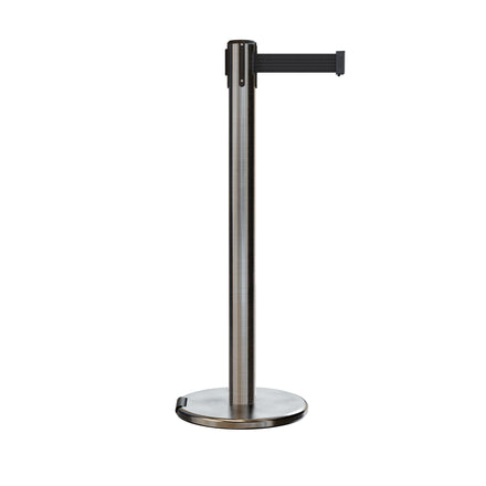 Retractable Belt Barrier Stanchion, Rolling Base, 16 ft Belt - Montour Line ME650
